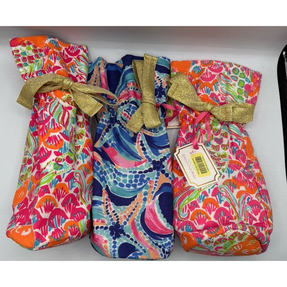 Lilly Pulitzer Wine Bottle Holder GIFT SET OF 3, OCEAN JEWELS, IM SO HOOKED NEW!